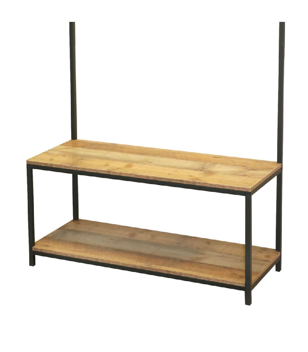 Wadiga Meuble D'entrée étagères Et Portemanteau Bois Et Métal Noir 100x39x180cm