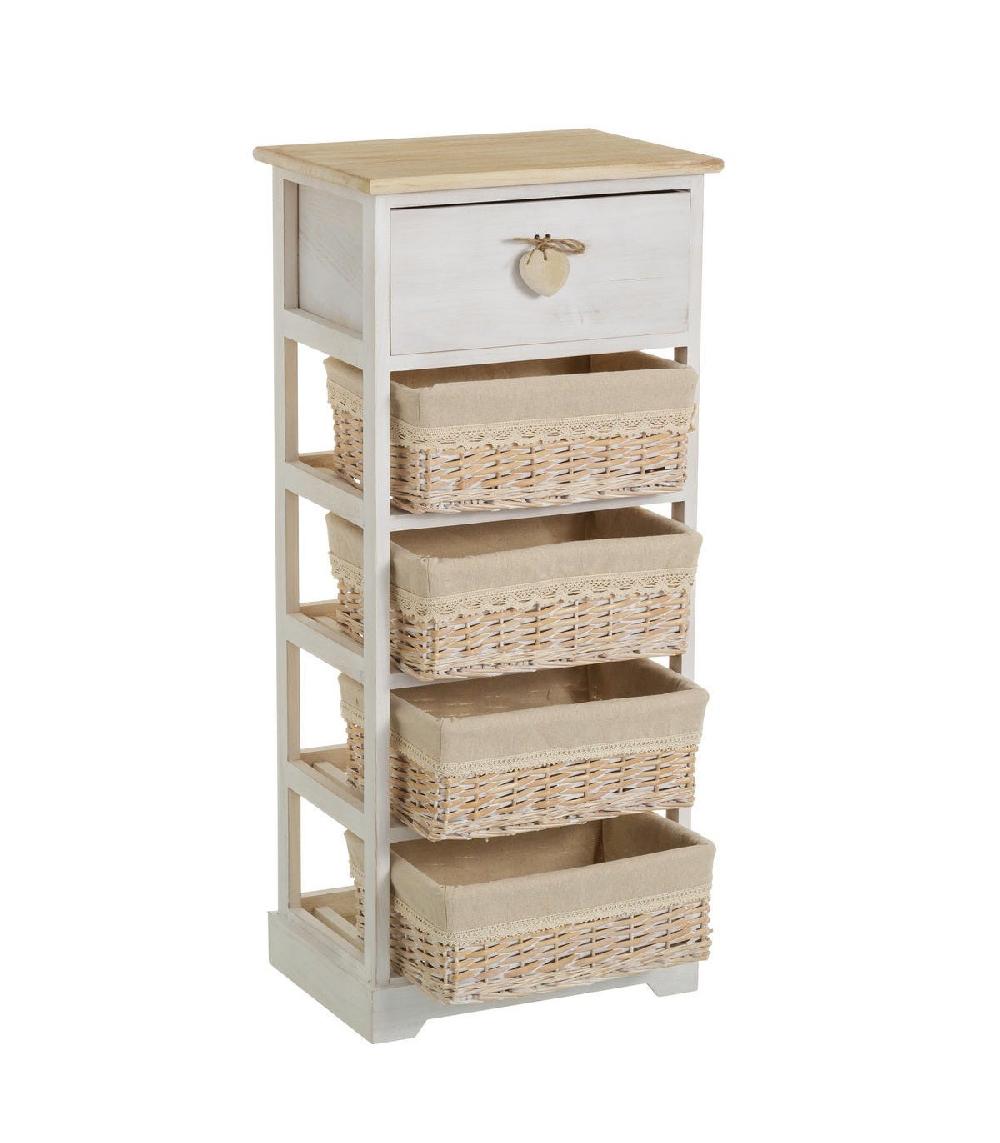 Wadiga Meuble De Rangement 1 Tiroir + 4 Paniers - 40x29x90cm