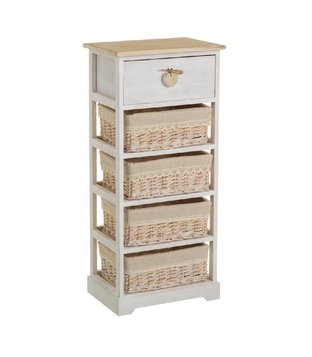 wadiga Meuble de rangement 1 tiroir + 4 paniers - 40x29x90cm