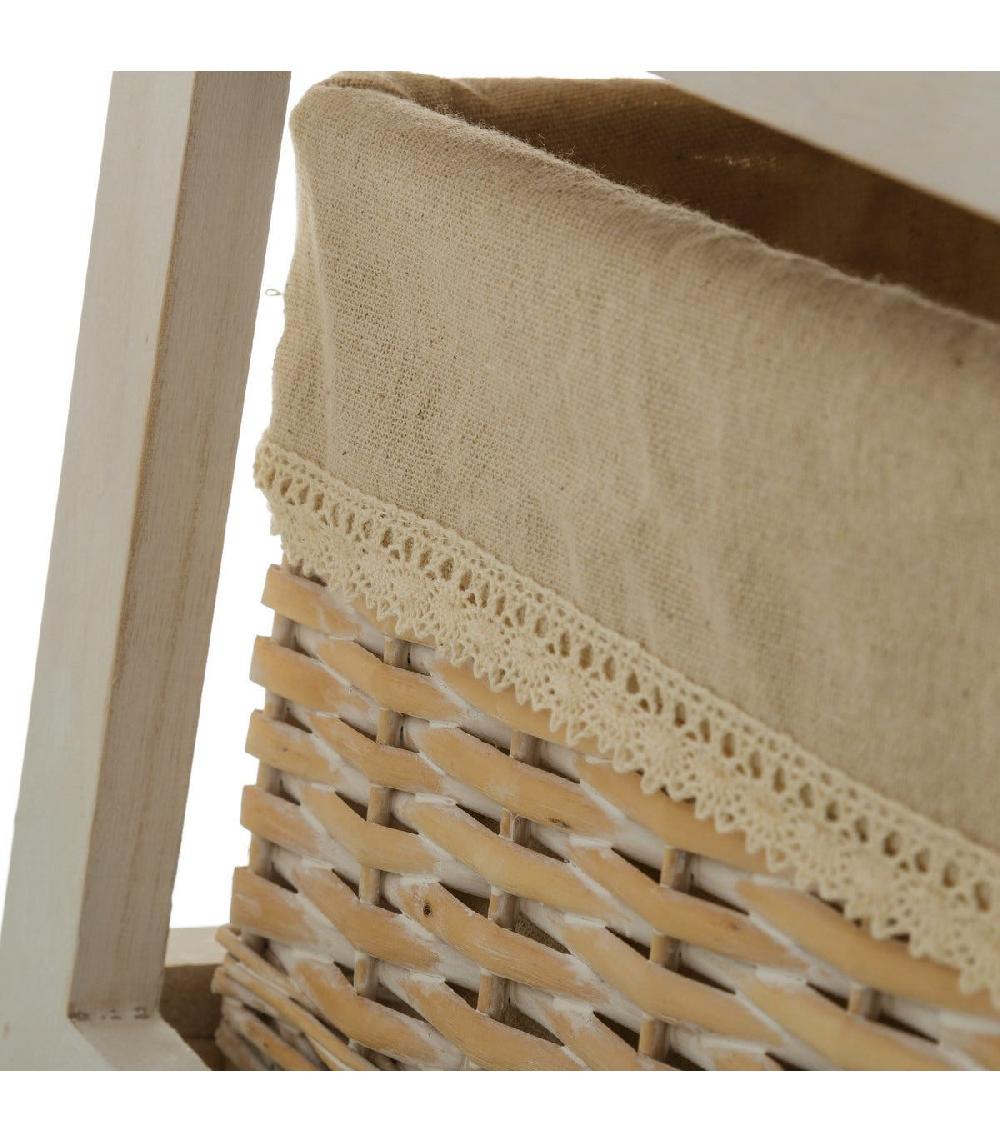 Wadiga Meuble De Rangement D'entrée 3 Tiroirs + 3 Paniers -71x32x49cm