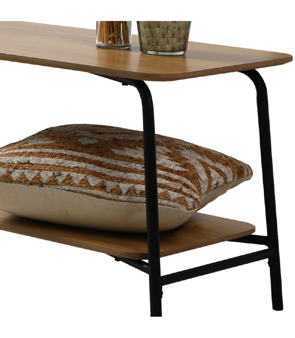 Wadiga Meuble De Télévision 2 Niveaux Bois Et Métal Noir 150x40x43.5cm