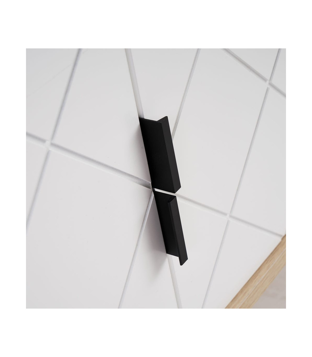 Wadiga Meuble De Télévision Bois Et Blanc 2 Portes Losanges - 110x39x48.5cm