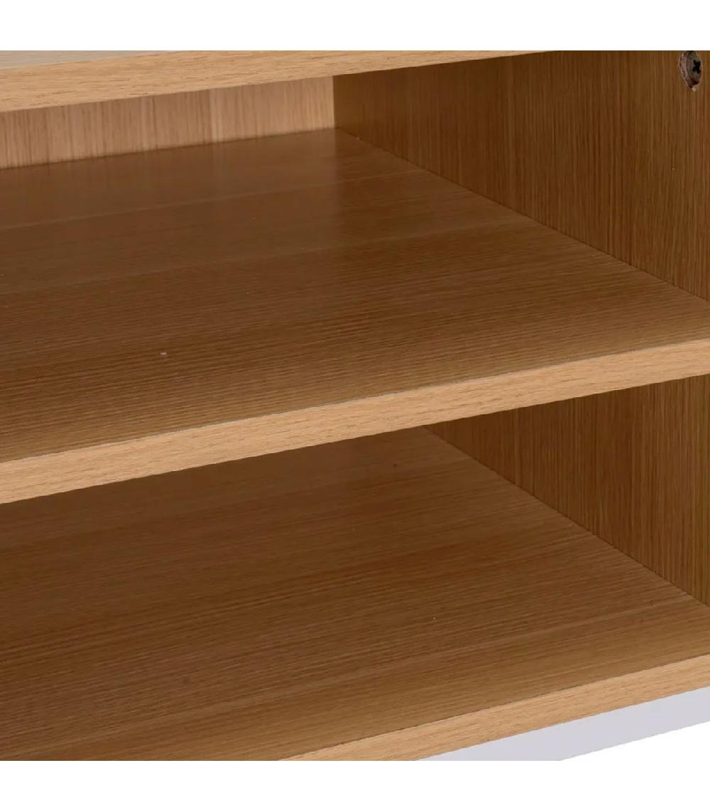 Wadiga Meuble De Télévision Bois Et Métal Blanc 2 Portes 120x40x45cm