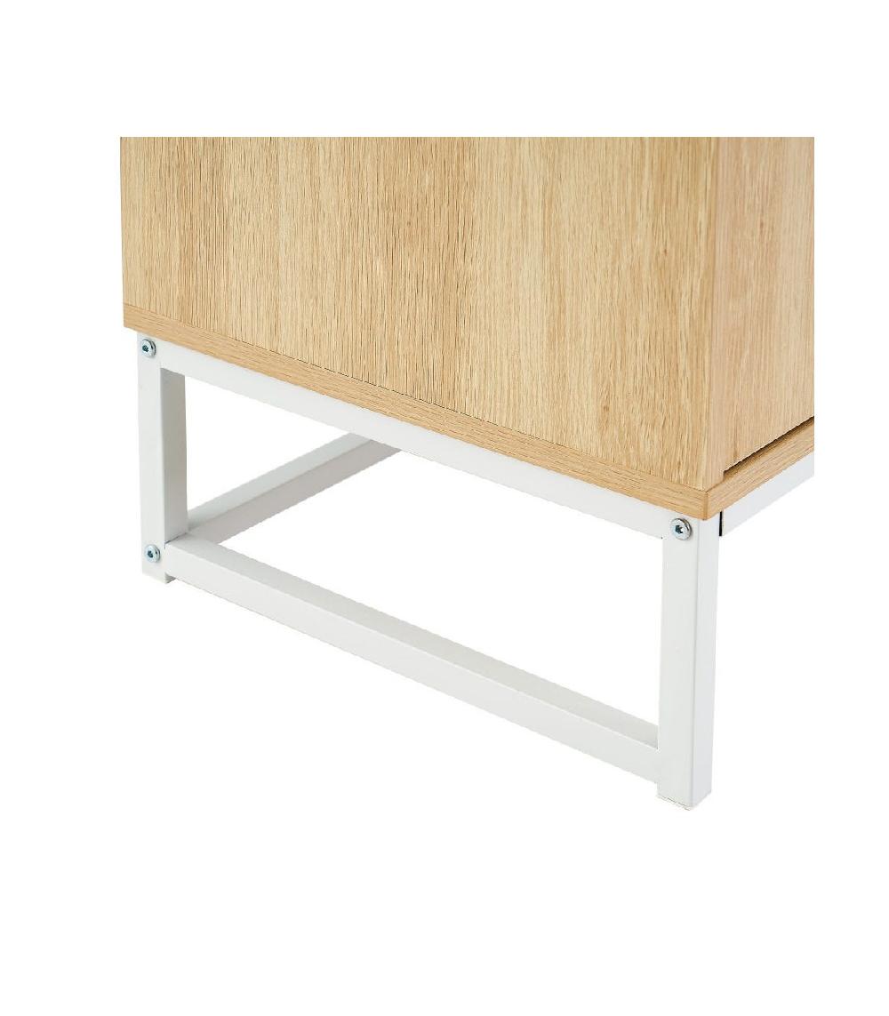 Wadiga Meuble De Télévision Bois Et Métal Blanc 2 Portes - 120x39x52.5cm