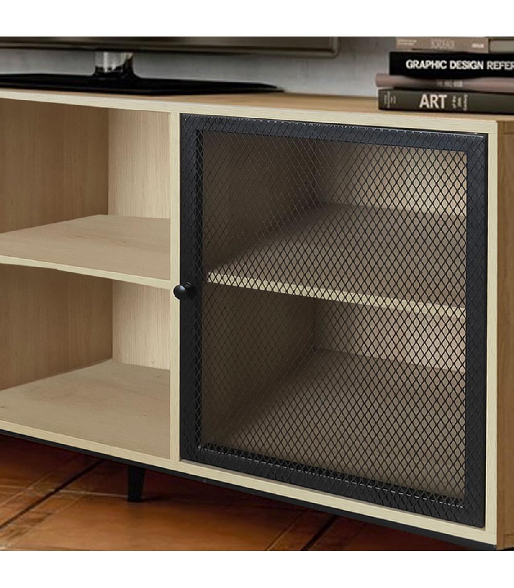 Wadiga Meuble De Télévision Bois Et Métal Noir 150x40x60cm