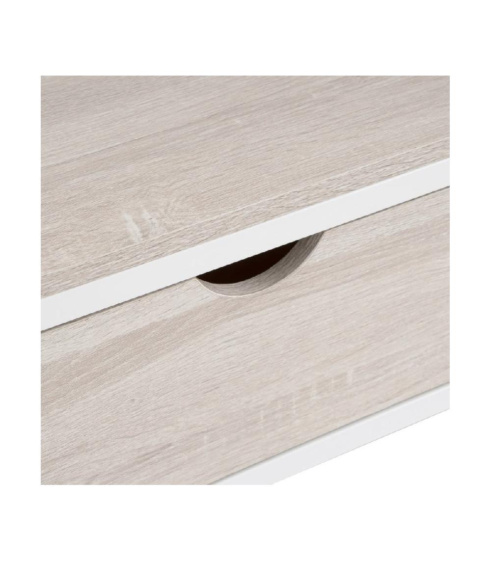 Wadiga Meuble De Télévision Bois MDF Et Métal Blanc 2 Tiroirs