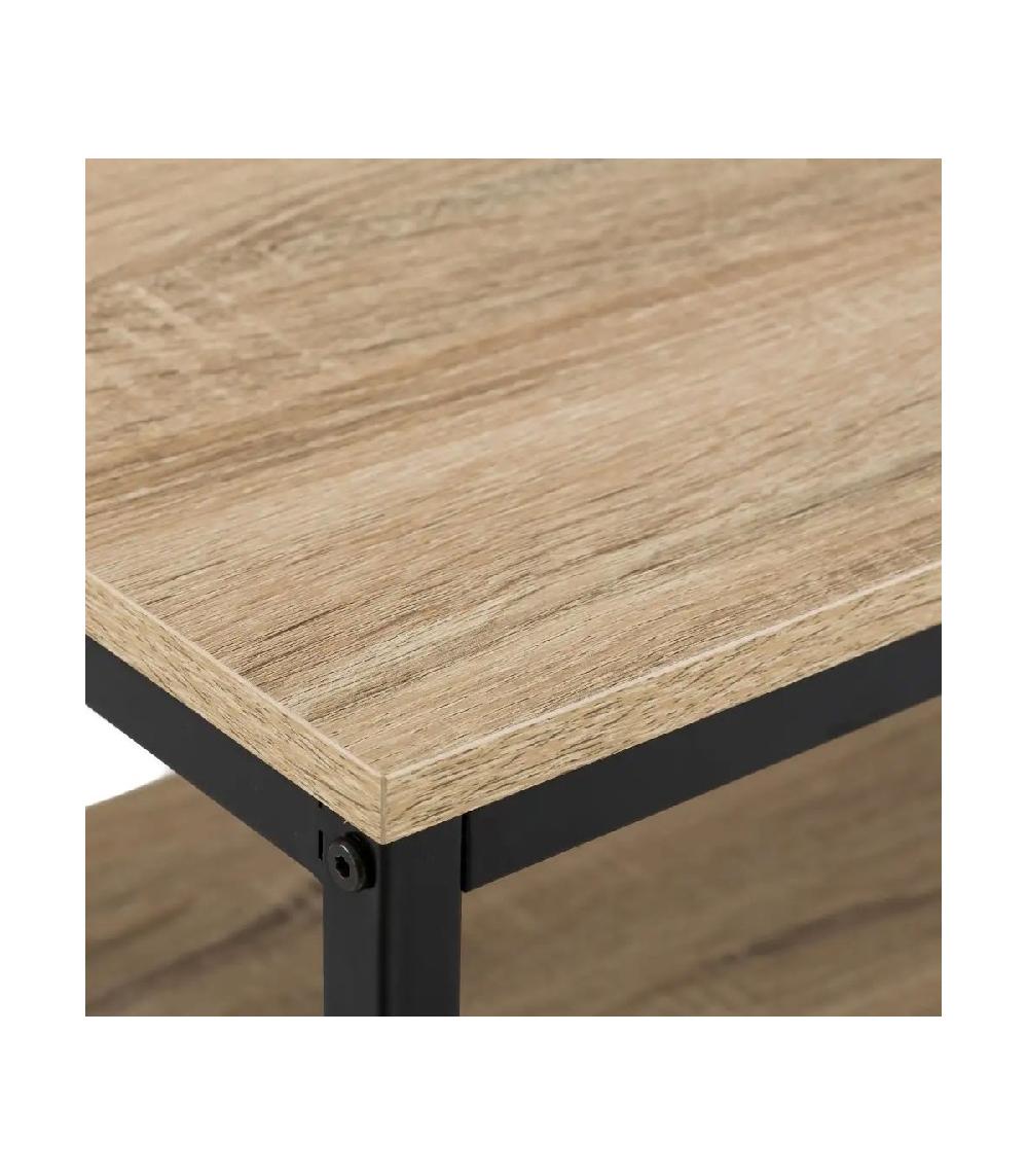 Wadiga Meuble De Télévision Bois MDF Et Métal Noir 2 Tiroirs