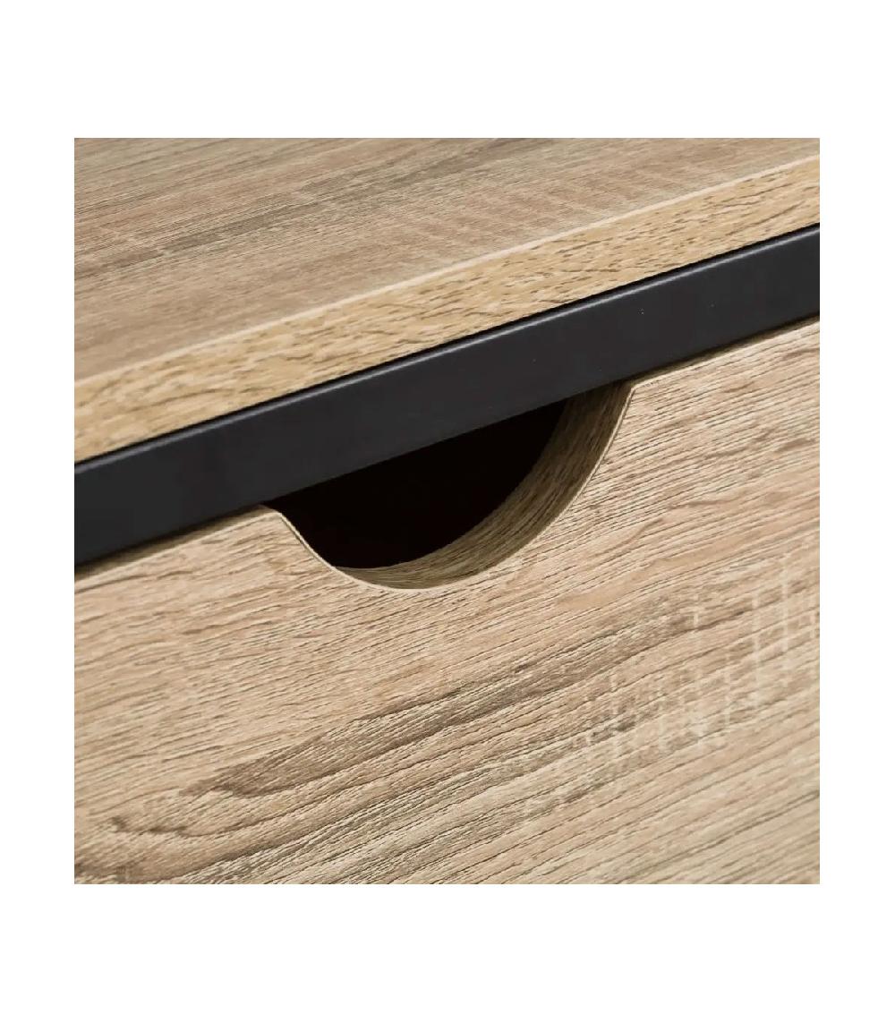 Wadiga Meuble De Télévision Bois MDF Et Métal Noir 2 Tiroirs