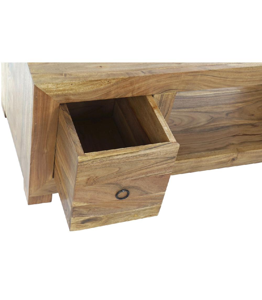 Wadiga Meuble De Télévision En Acacia 2 Tiroirs - 120x40x40cm