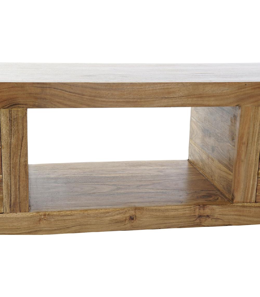 Wadiga Meuble De Télévision En Acacia 2 Tiroirs - 120x40x40cm