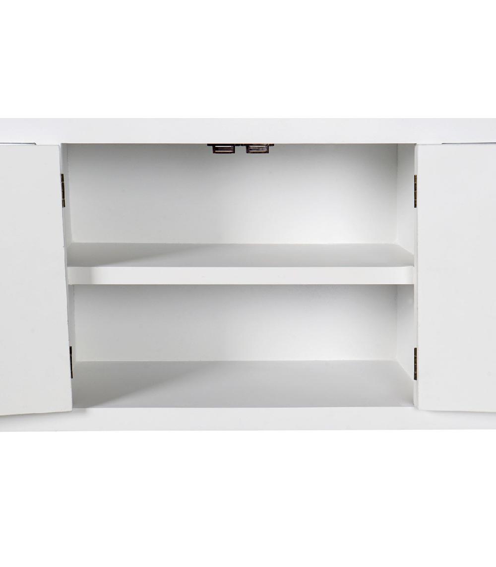 Wadiga Meuble De Télévision En Bois Blanc Style Oriental - 130x24x51cm