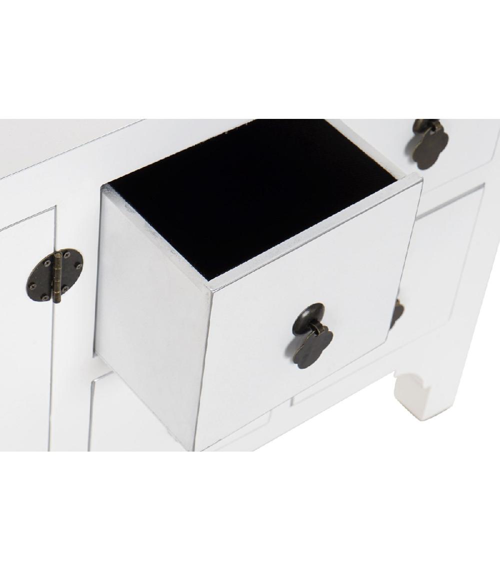 Wadiga Meuble De Télévision En Bois Blanc Style Oriental - 130x24x51cm