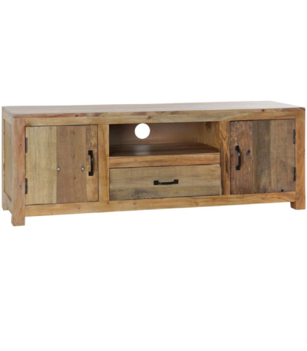 wadiga Meuble de télévision en bois d'acacia recyclé - 140x38x51cm