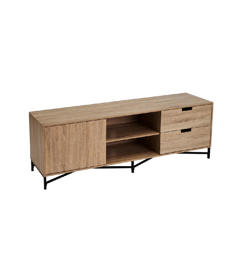 wadiga Meuble de télévision en bois et métal noir - 150x37.5x50cm