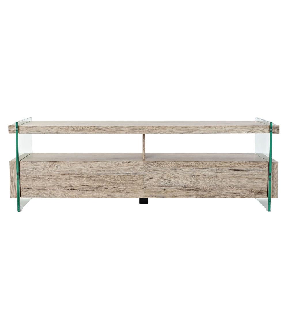 Wadiga Meuble De Télévision En Bois Et Verre Trempé - 140x40x47cm