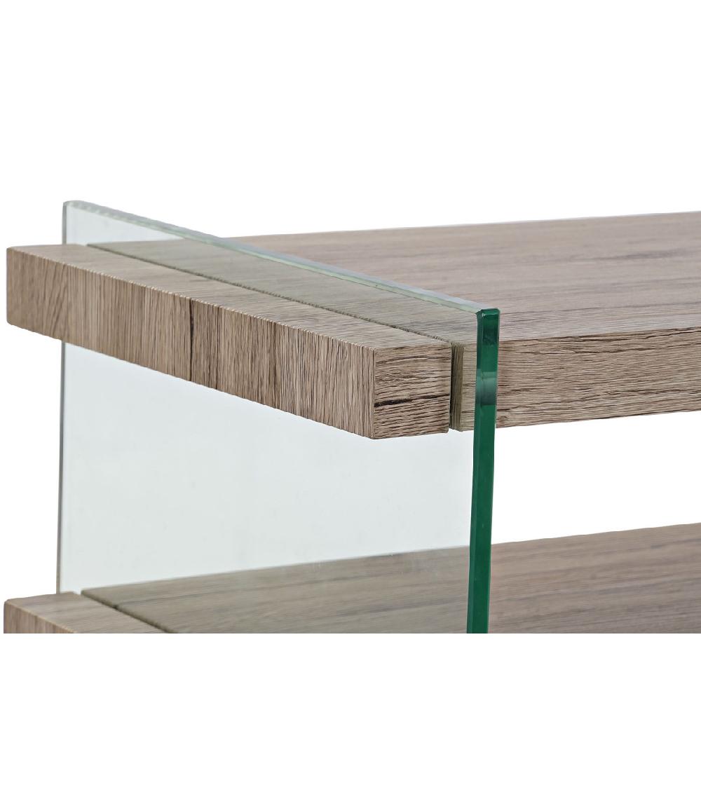 Wadiga Meuble De Télévision En Bois Et Verre Trempé - 140x40x47cm