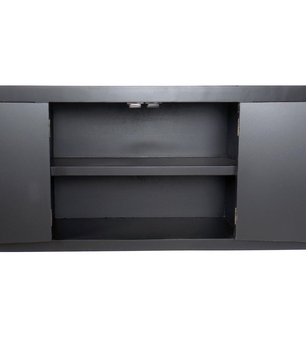 Wadiga Meuble De Télévision En Bois Noir Style Oriental - 130x24x51cm