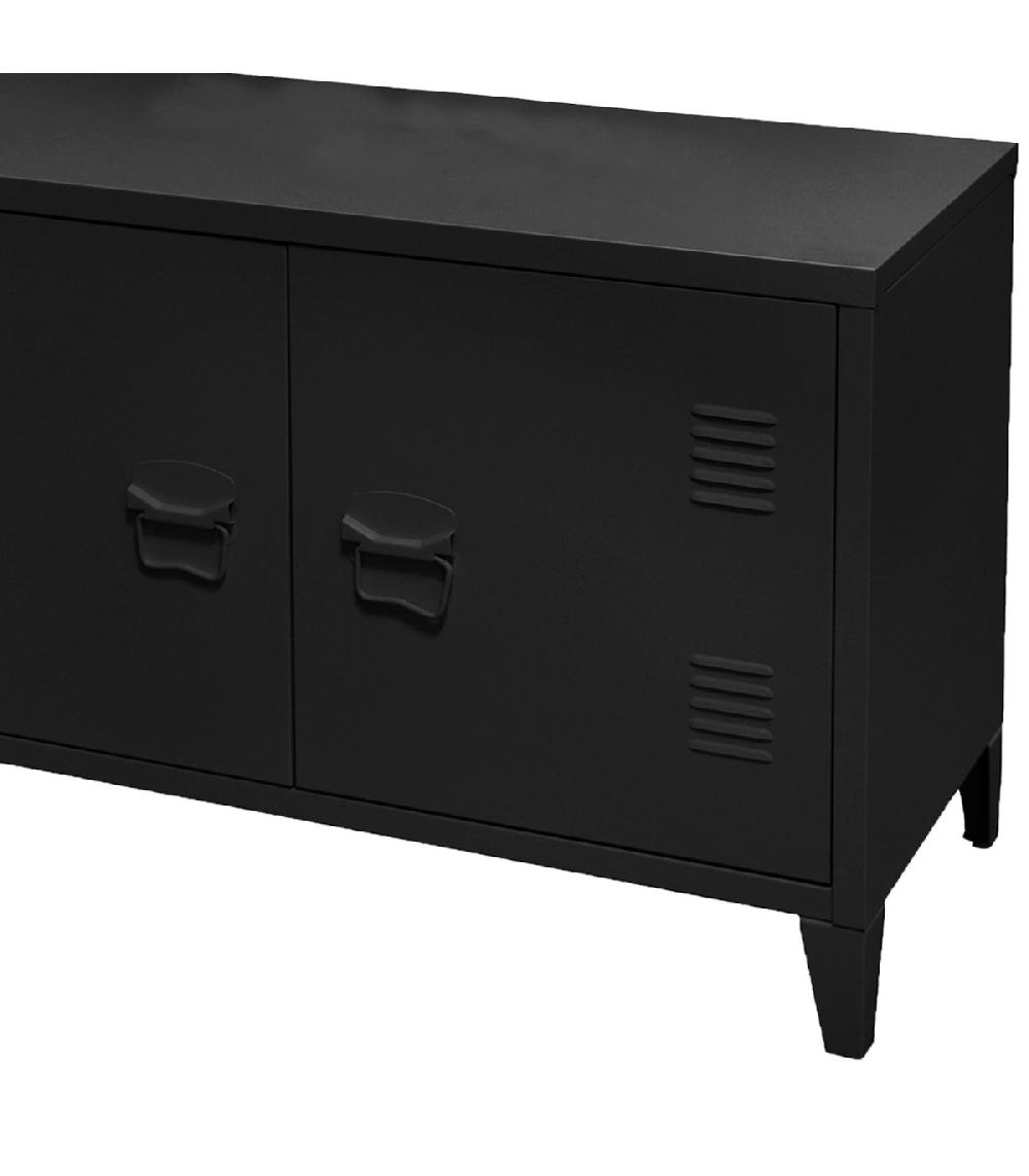 Wadiga Meuble De Télévision Style Industriel Métal Noir 100x40x53cm