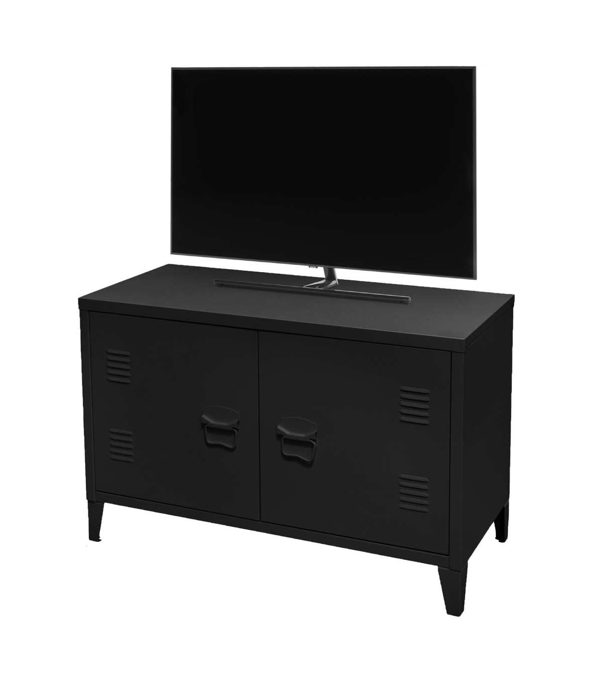 Wadiga Meuble De Télévision Style Industriel Métal Noir 100x40x53cm