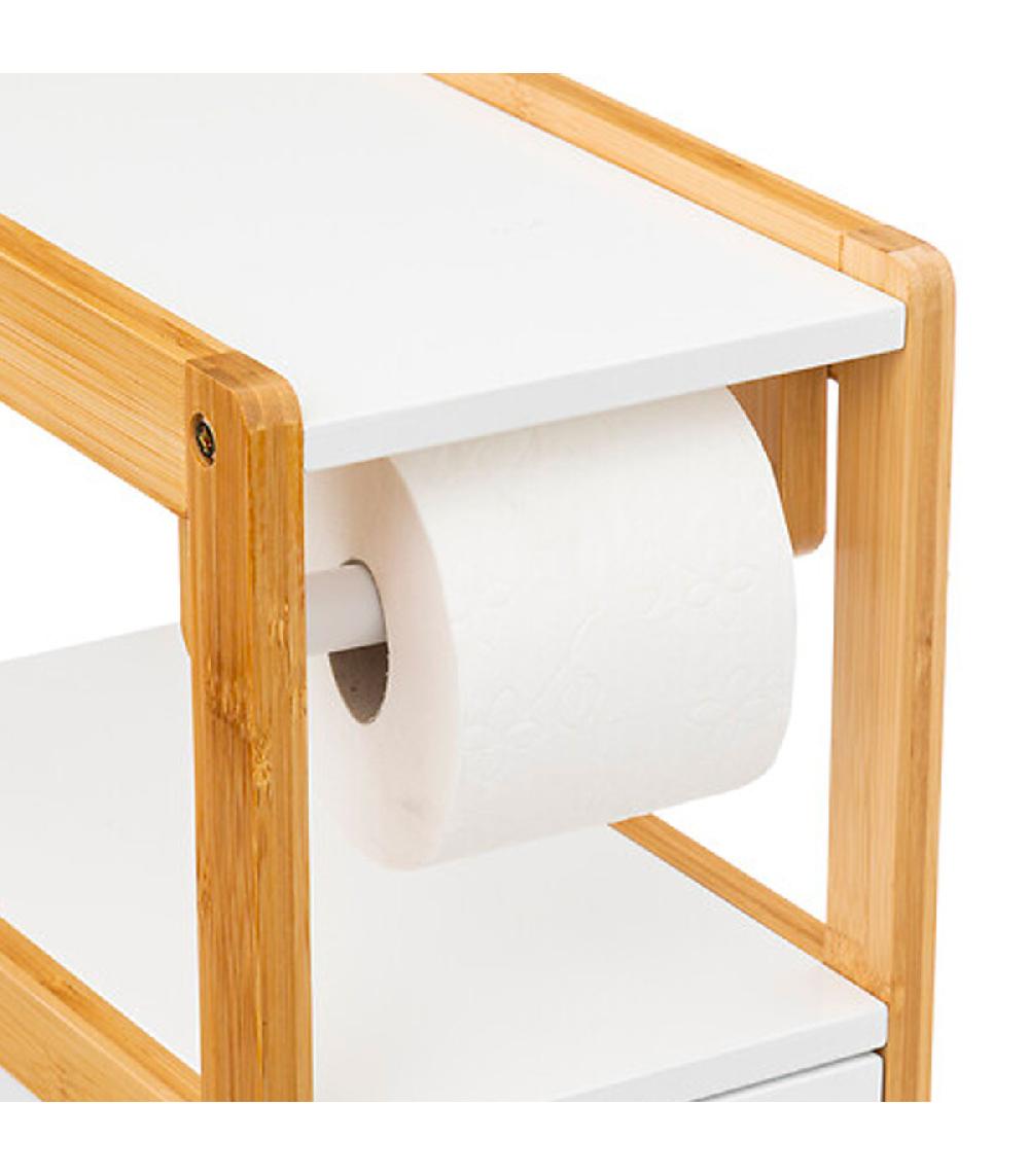 Wadiga Meuble Dérouleur Papier WC Avec Réserve Blanc 33x20x80cm