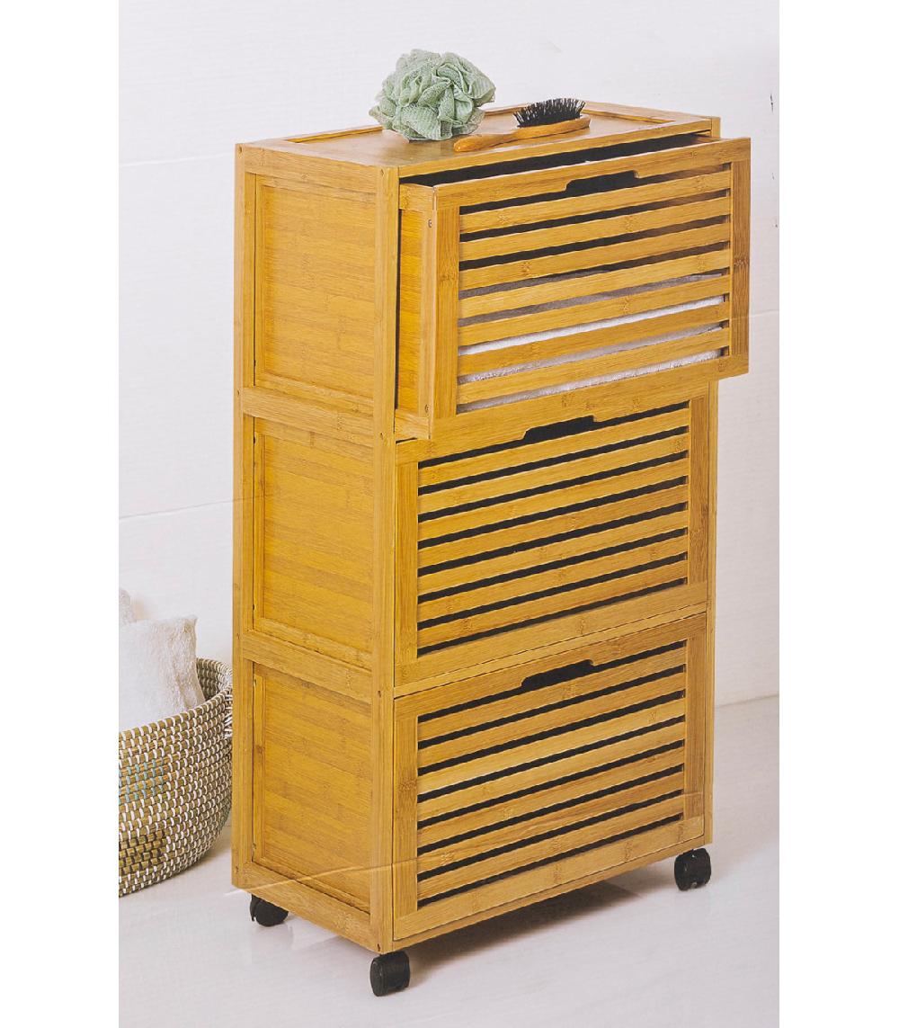 Wadiga Meuble Desserte Salle De Bain En Bambou - 41.5x41x92.7cm