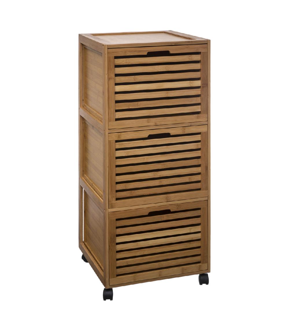 wadiga Meuble desserte salle de bain en bambou - 41.5x41x92.7cm