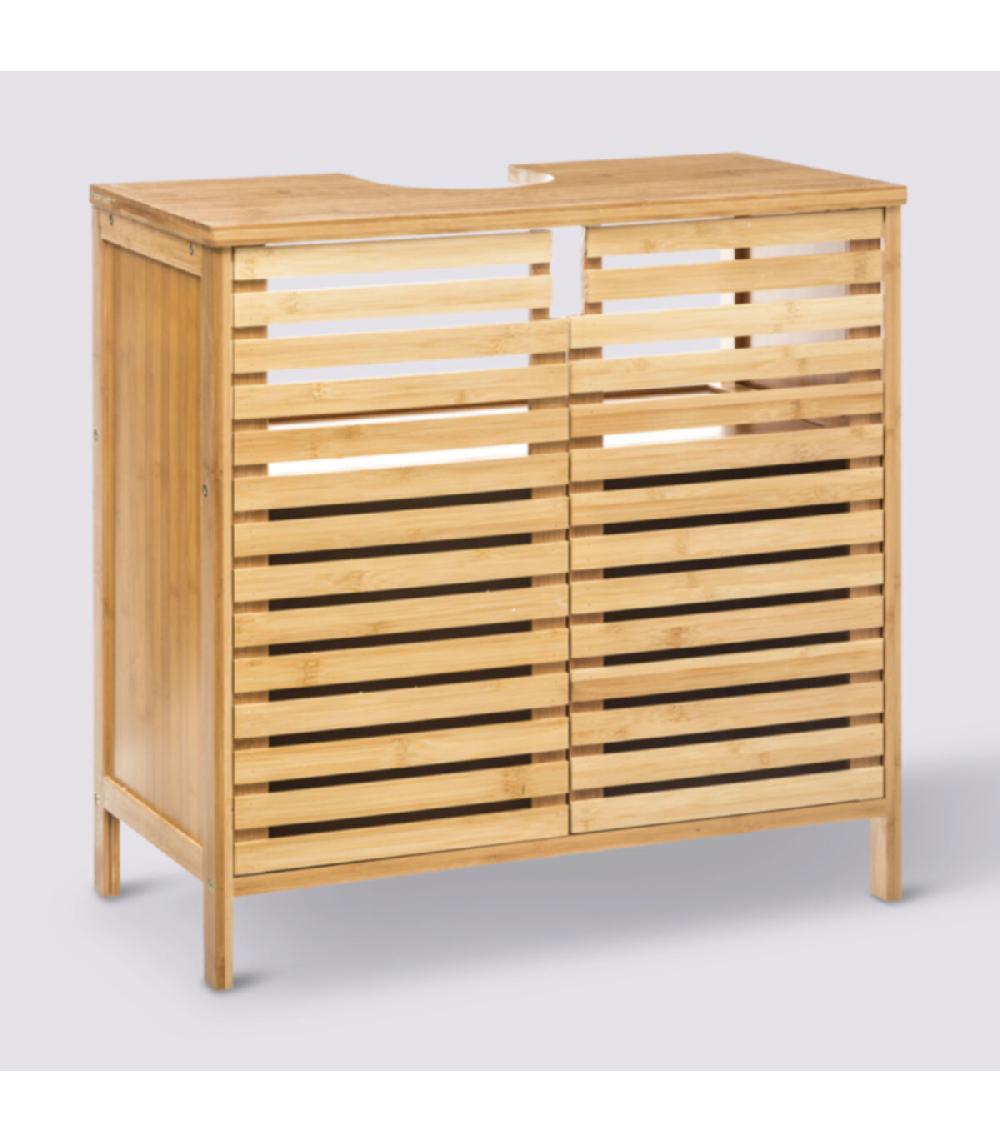 Wadiga Meuble Lavabo De Salle De Bain En Bambou - 60.5x28x80.5cm