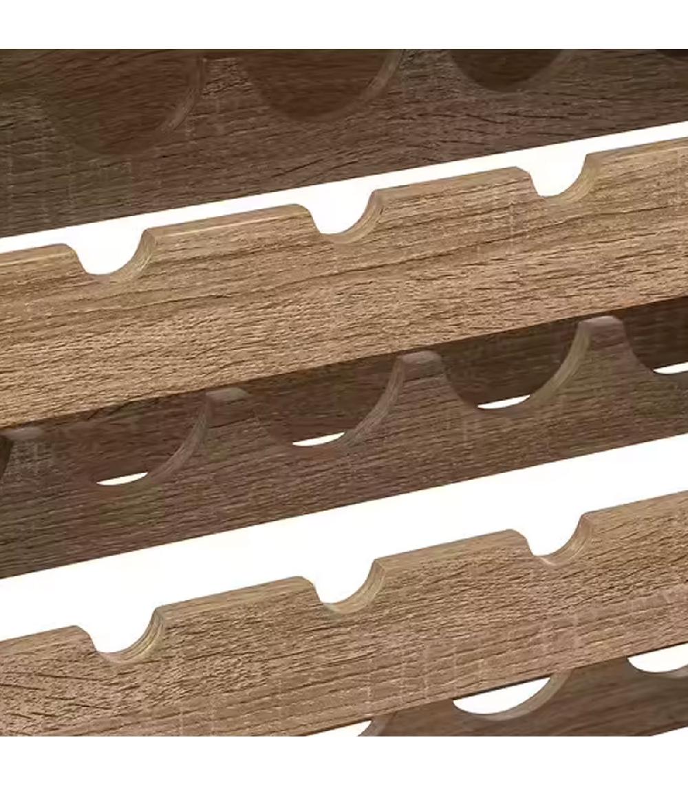 Wadiga Meuble Porte Bouteilles Bois Et Noir 25 Bouteilles 60x30x160cm