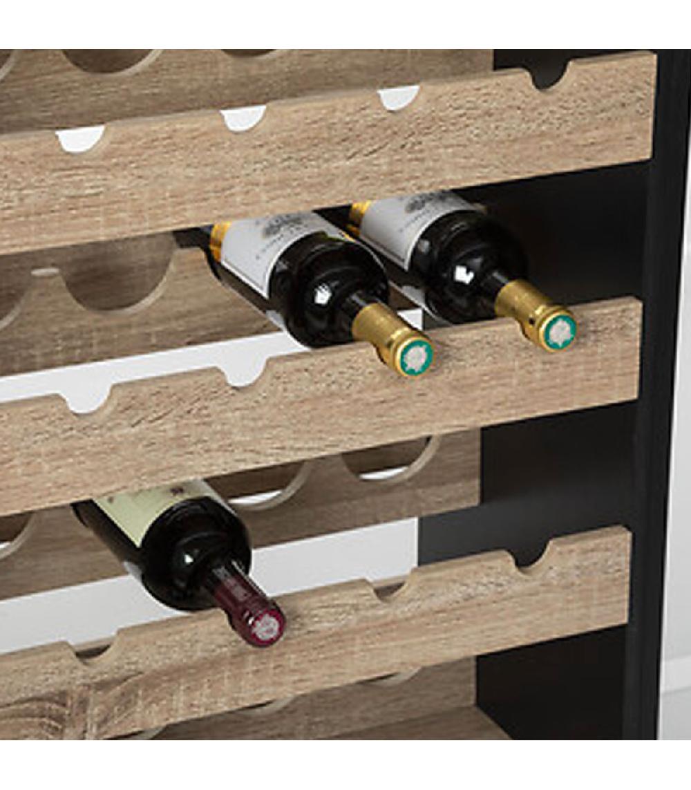 Wadiga Meuble Porte Bouteilles Bois Et Noir 25 Bouteilles 60x30x160cm