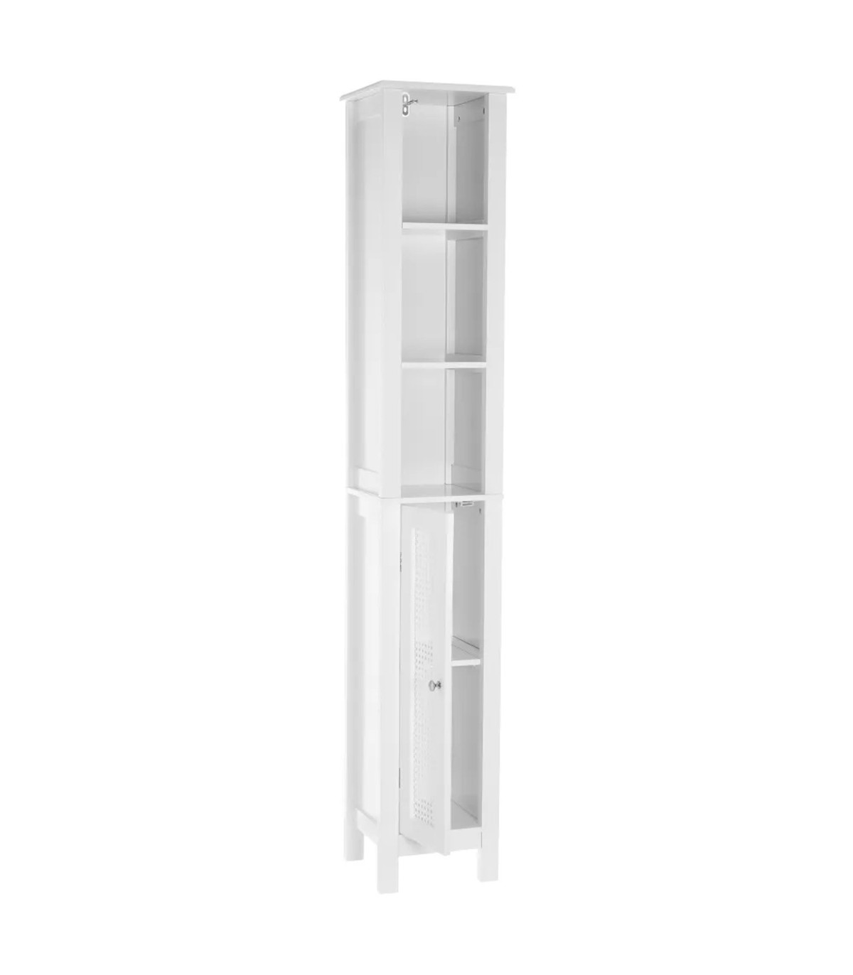 Wadiga Meuble Salle De Bain Colonne En Bois Blanc Et Porte Cannage 30x28x170cm