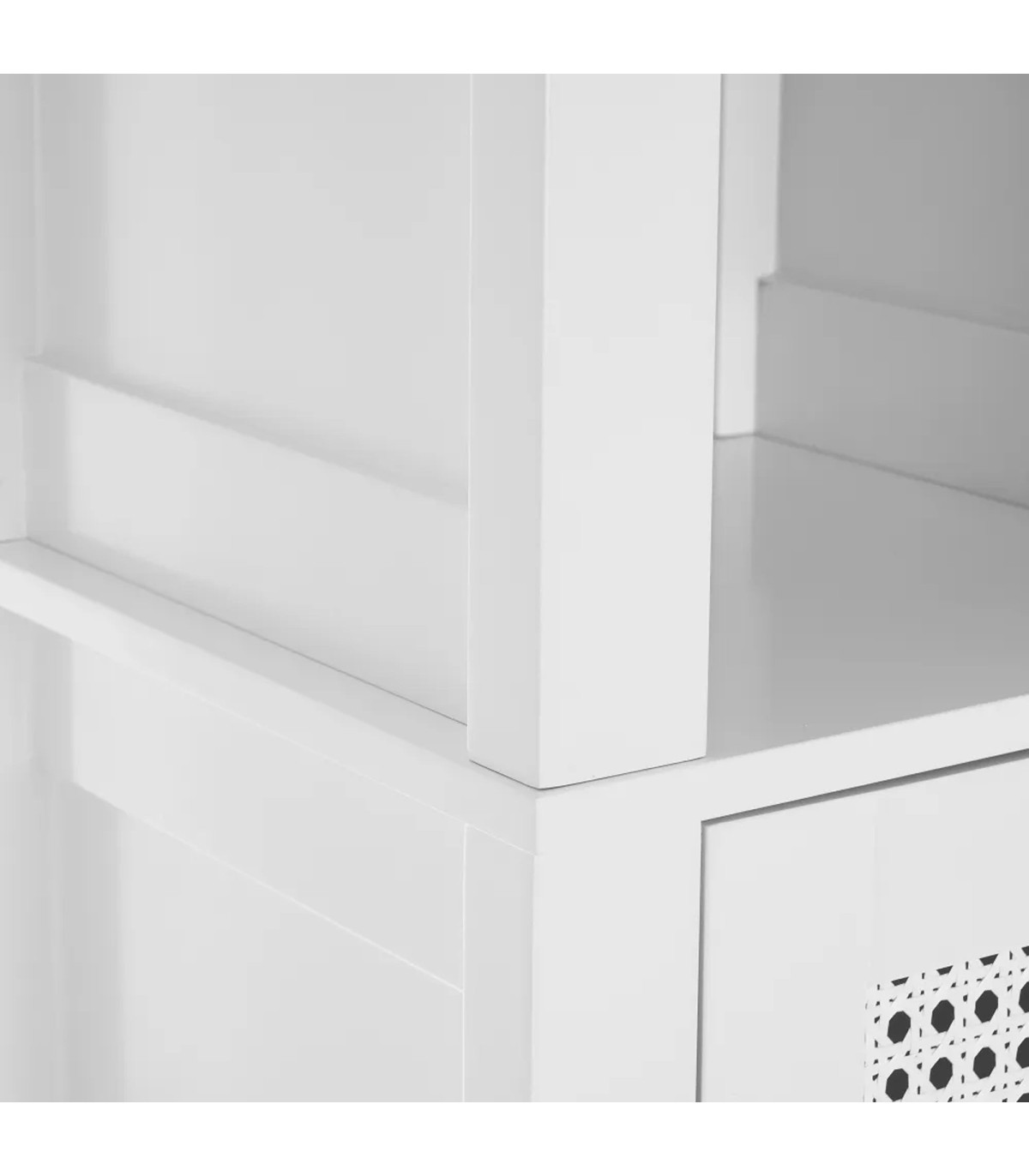 Wadiga Meuble Salle De Bain Colonne En Bois Blanc Et Porte Cannage 30x28x170cm