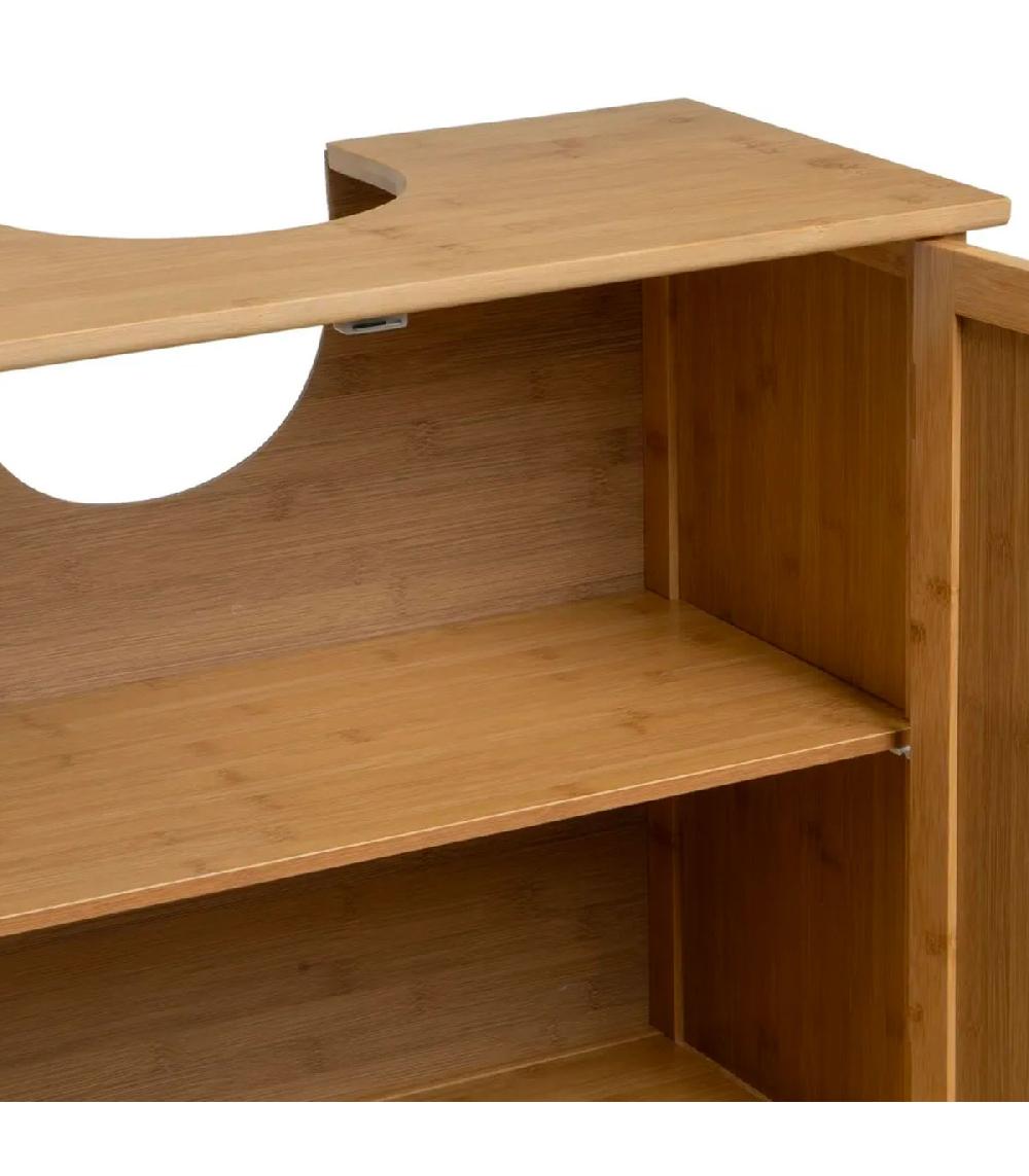 Wadiga Meuble Salle De Bain Sous Lavabo En Bambou 2 Portes 60x30x60cm