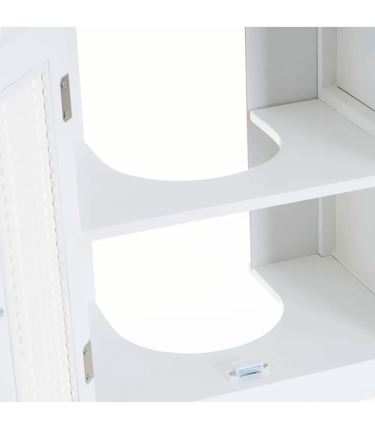Wadiga Meuble Salle De Bain Sous Lavabo En Bois Blanc 2 Porte Cannage 48x30x60cm