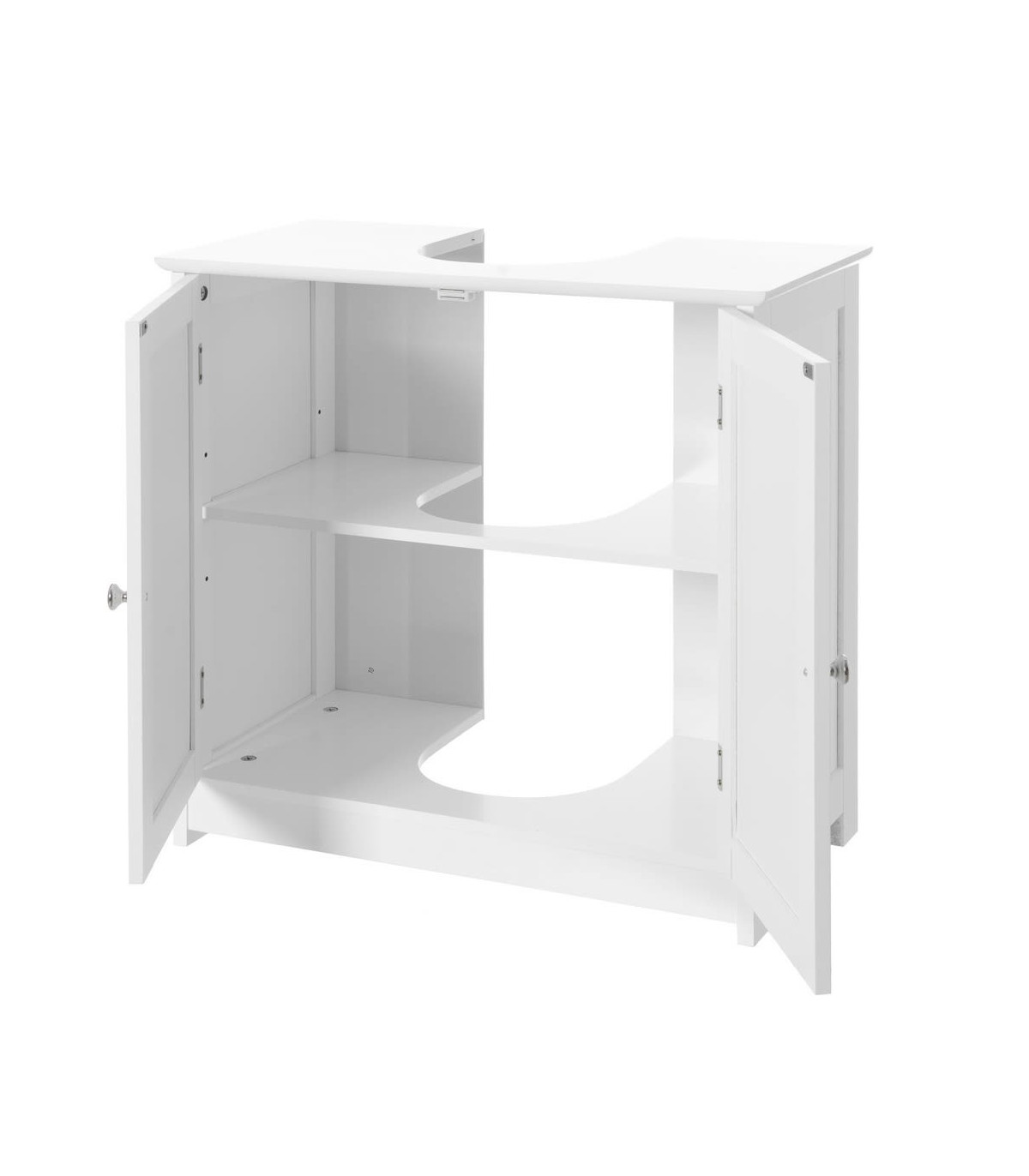 Wadiga Meuble Salle De Bain Sous Lavabo En Bois Blanc 2 Portes