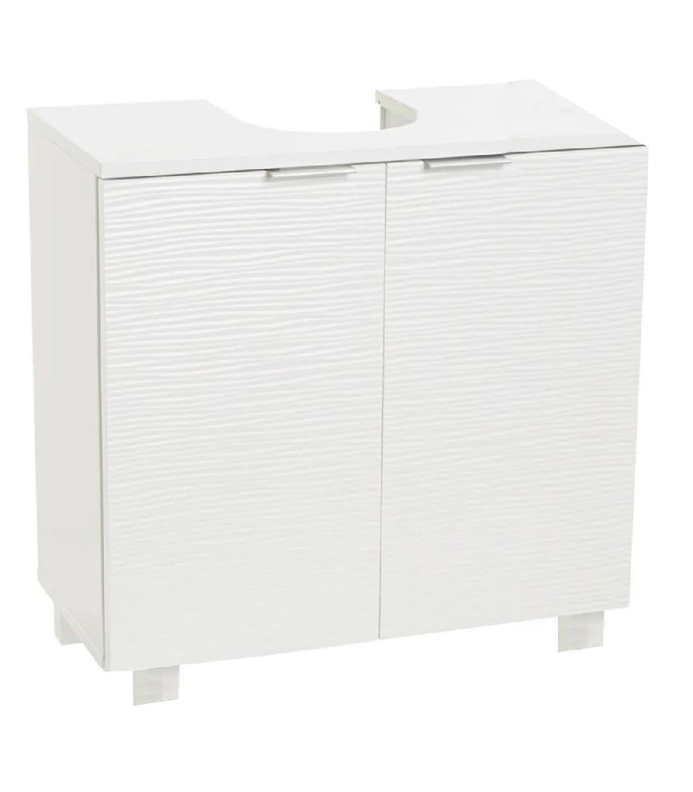 wadiga Meuble salle de bain sous lavabo en bois blanc 2 portes 60x30x60cm
