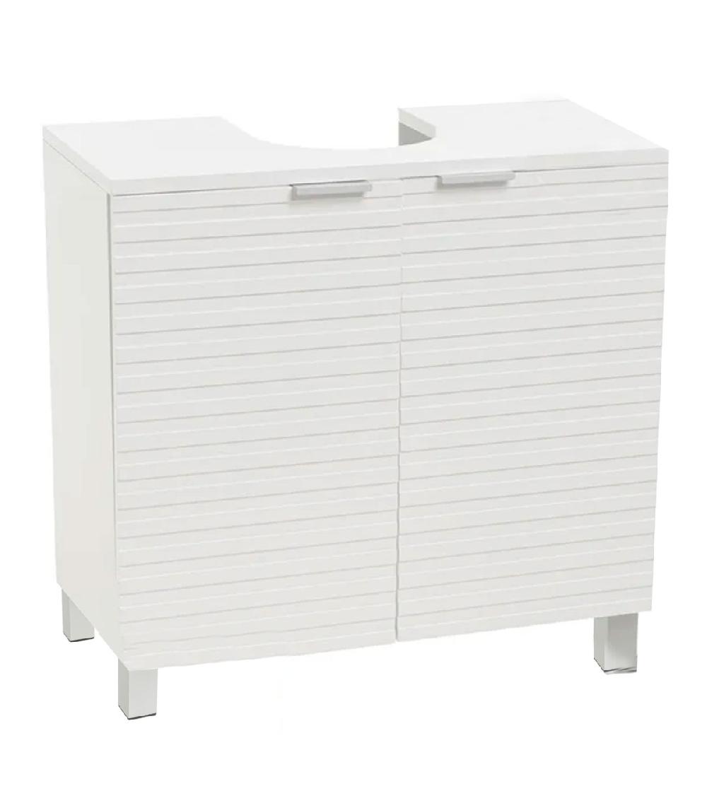 wadiga Meuble salle de bain sous lavabo en bois blanc 2 portes 60x30x60cm