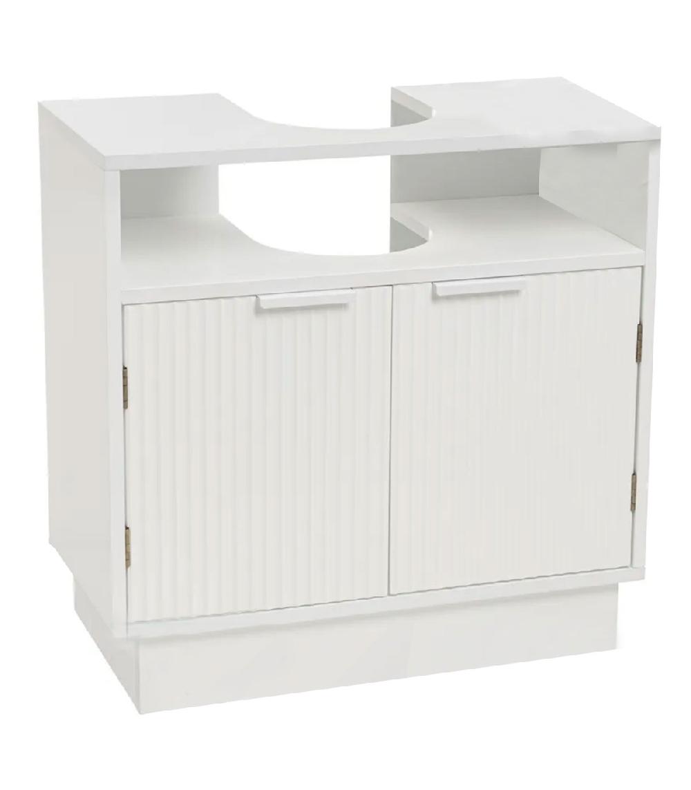 wadiga Meuble salle de bain sous lavabo en bois blanc 60x30x60cm