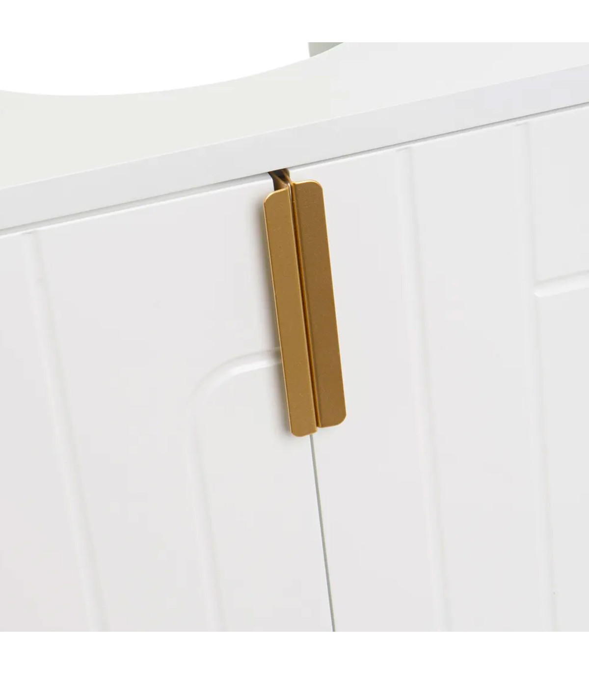 Wadiga Meuble Salle De Bain Sous Lavabo En Bois Blanc Et Métal Doré 60x30x60cm