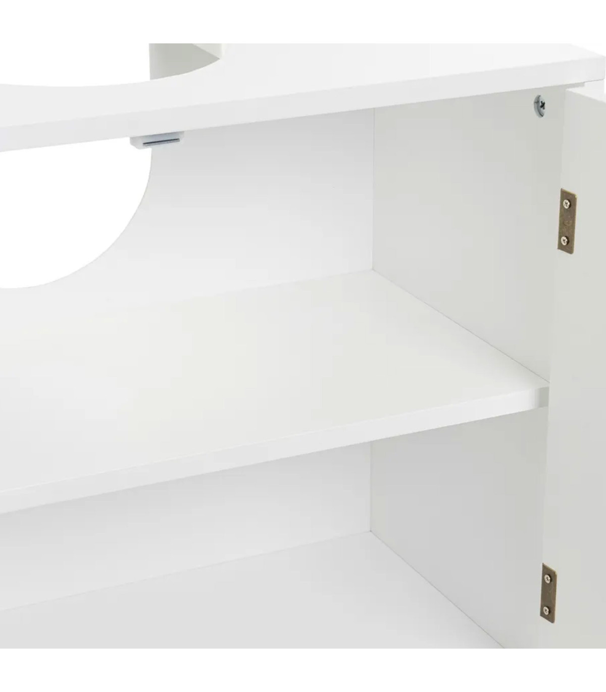 Wadiga Meuble Salle De Bain Sous Lavabo En Bois Blanc Et Métal Doré 60x30x60cm