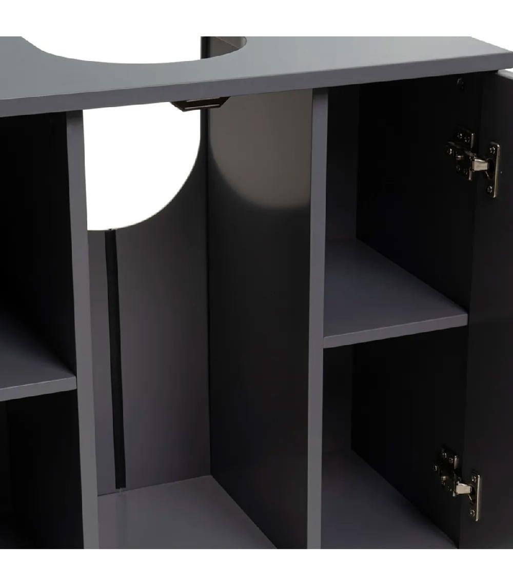 Wadiga Meuble Salle De Bain Sous Lavabo En Bois Gris 2 Portes 60x30x60cm