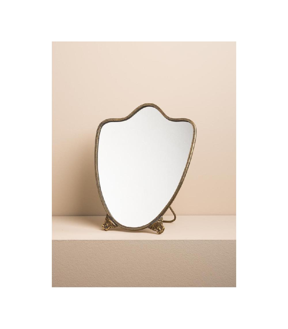 Wadiga Miroir à Poser Victorien Festonné Métal Doré- 22x3x18 Cm