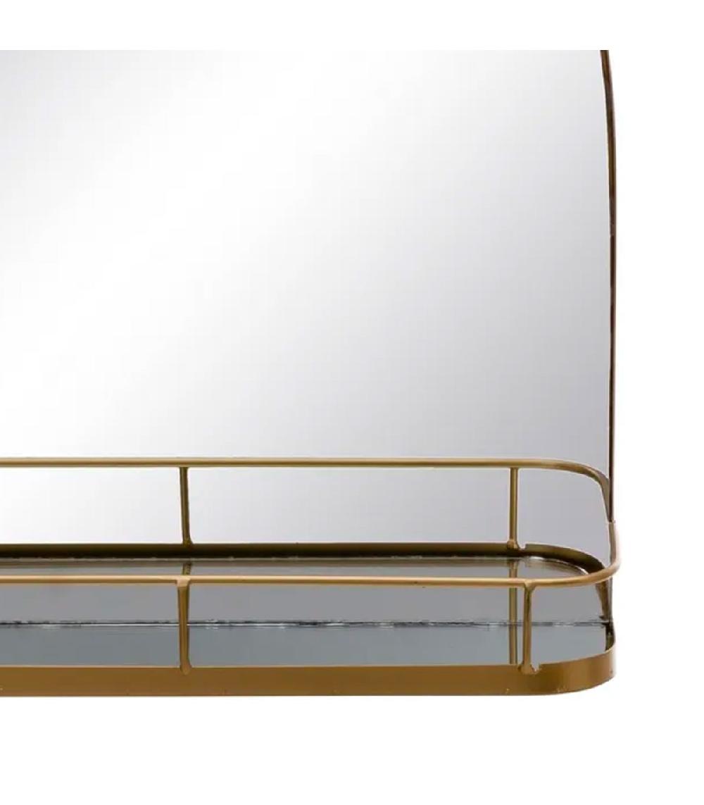 Wadiga Miroir Classique Arche Avec étagère En Métal Doré 40x12x46.5cm