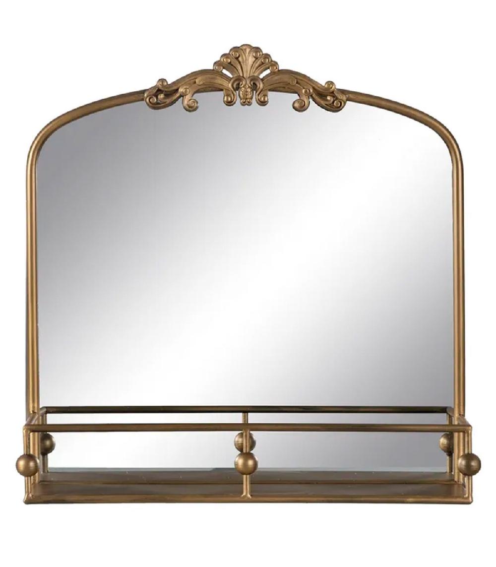 Wadiga Miroir Classique Avec étagère En Métal Doré 54x16.5x51cm