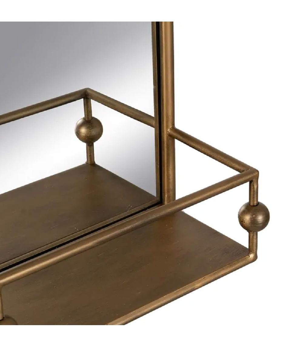 Wadiga Miroir Classique Avec étagère En Métal Doré 54x16.5x51cm