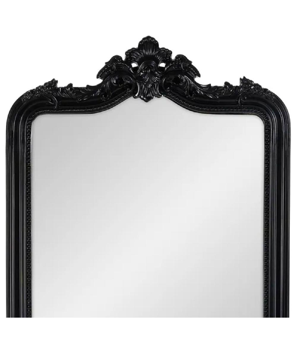 Wadiga Miroir Classique En Bois Sculpté Noir 80x130cm