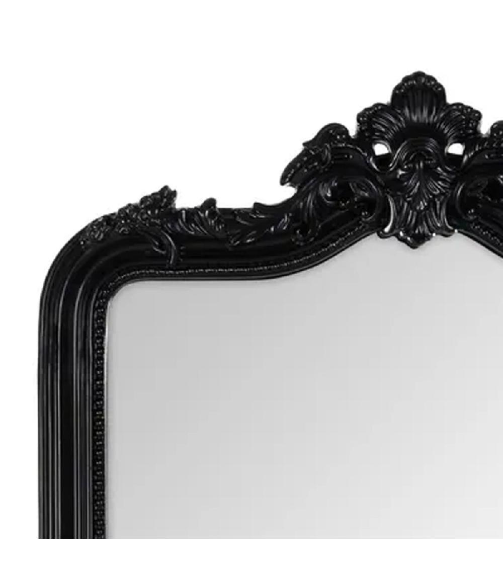 Wadiga Miroir Classique En Bois Sculpté Noir 80x130cm