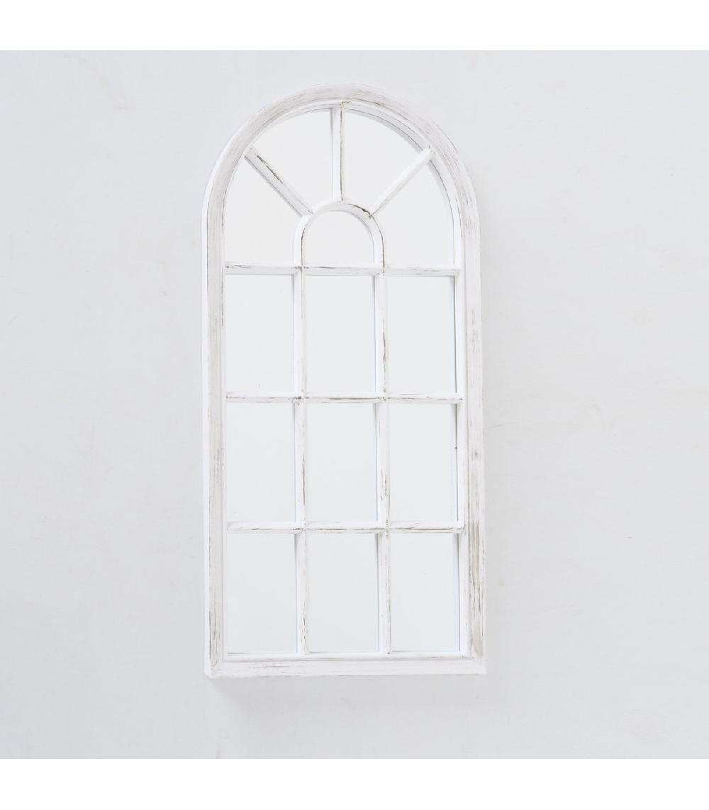 Wadiga Miroir Classique Fenêtre Arche En Plastique Blanc 70x35x3cm