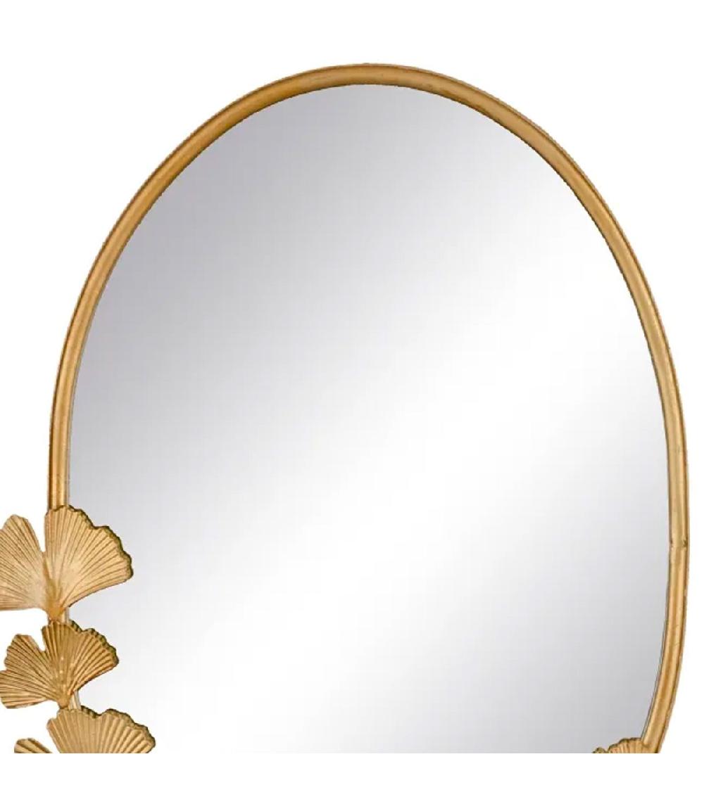 Wadiga Miroir Classique Ovale En Métal Doré Gingko 34x4x42cm