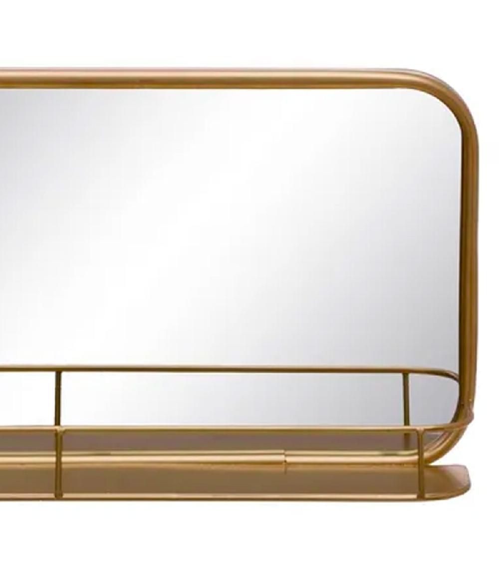 Wadiga Miroir Classique Rectangulaire Avec étagère En Métal Doré 55.5x10.52x28.5cm