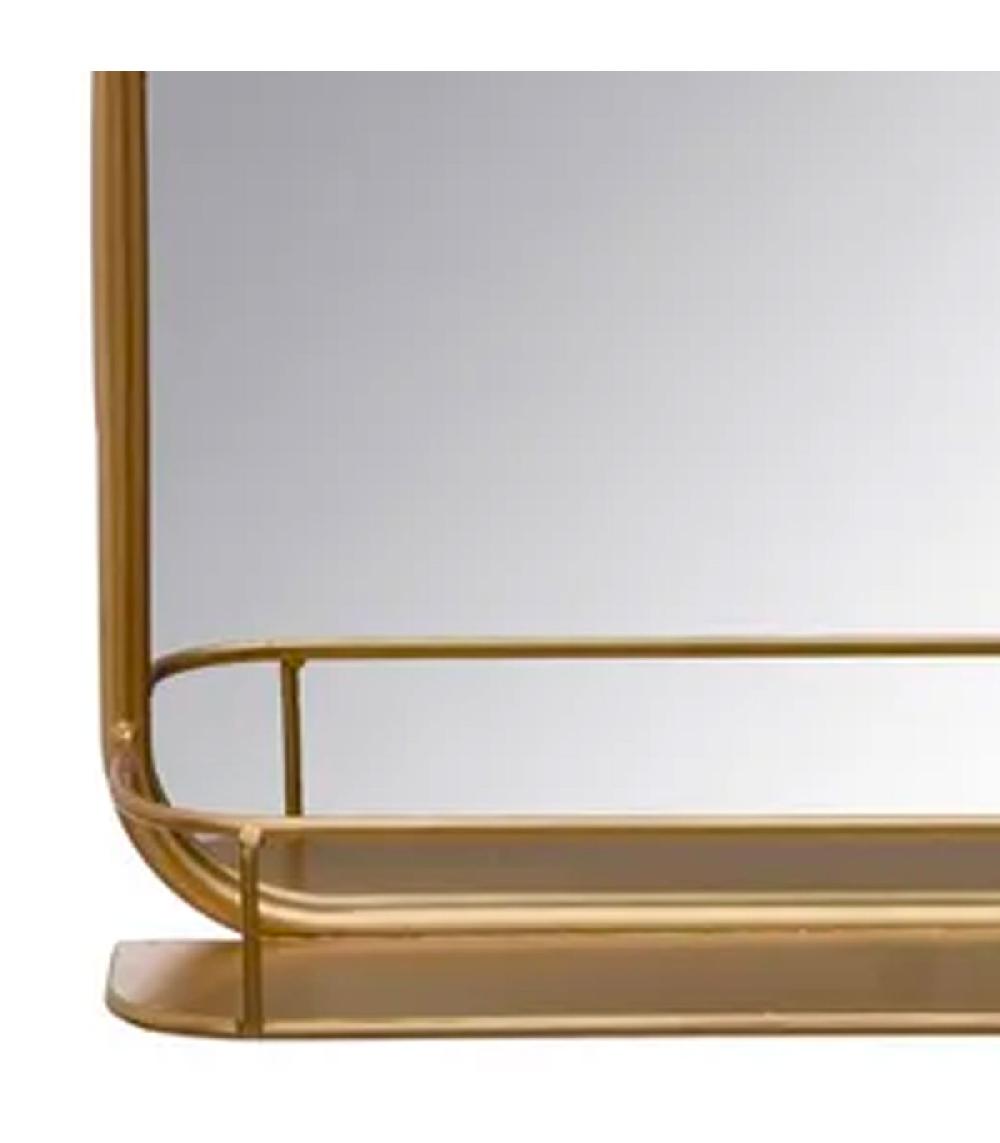 Wadiga Miroir Classique Rectangulaire Avec étagère En Métal Doré 55.5x10.52x28.5cm